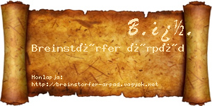 Breinstörfer Árpád névjegykártya